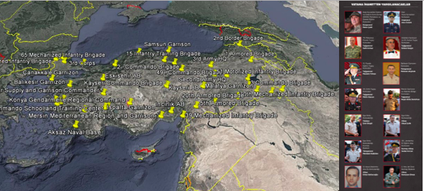 ΤΟΥΡΚΙΑ:Ο χάρτης των συλλήψεων στρατιωτικών διοικητών! Ο Ερντογάν 