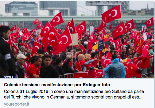 Επίδειξη δύναμης Ερντογάν μέσα στη Γερμανία! Πάνω από 50000 Τούρκοι διαδηλωτές στην Κολωνία!