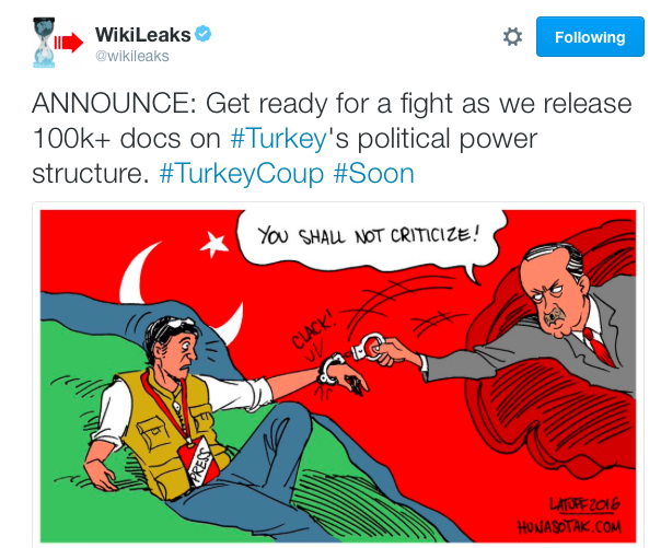 WIKILEAKS: Δίνουν σύντομα έγγραφα για το πραξικόπημα οπερέτα στην Τουρκία!