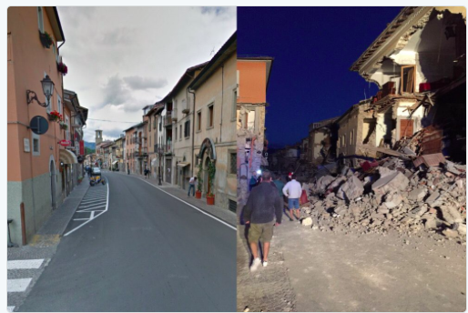 ΣΕΙΣΜΟΣ στην Ιταλία: Δυο φωτογραφίες δείχνουν το μέγεθος της καταστροφής