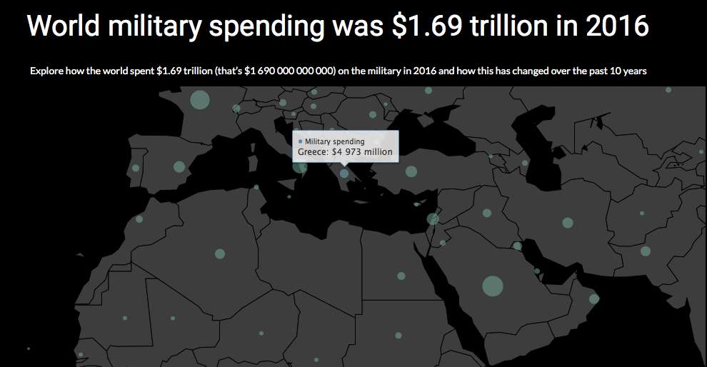 Πόσα ξοδεύει κάθε χώρα του πλανήτη για την Άμυνα; Χάρτης