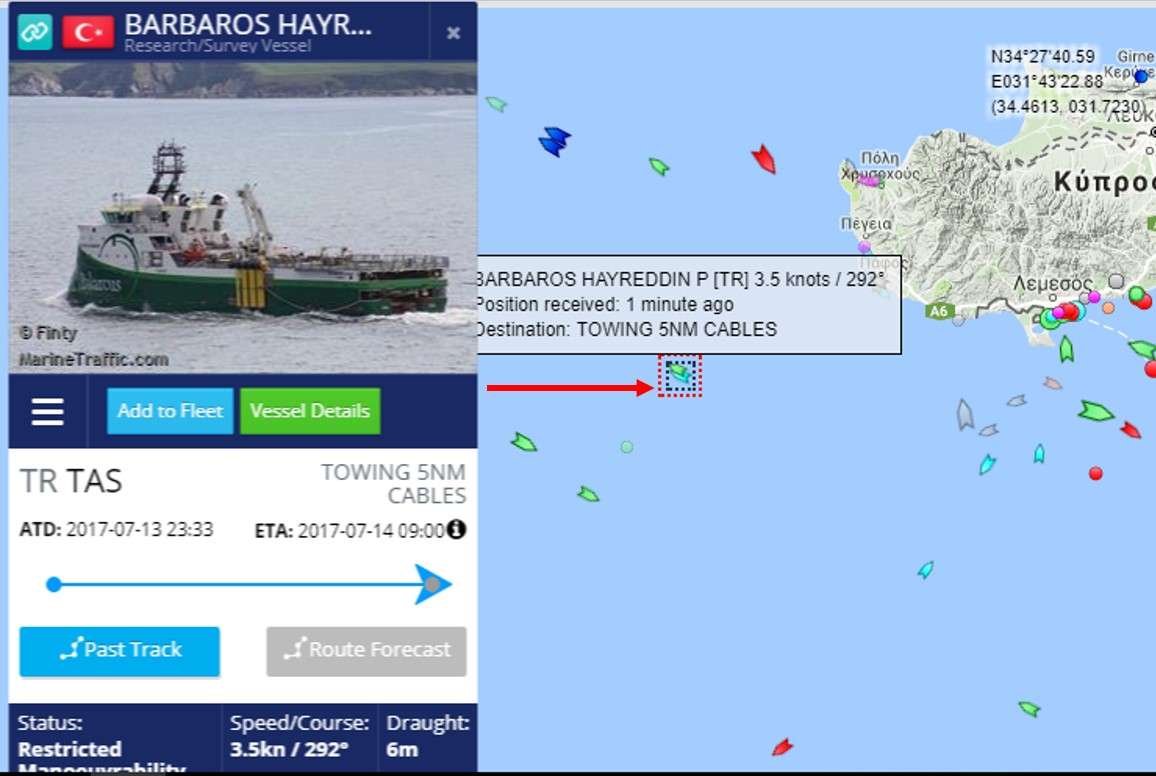 Το Barbaros άρχισε ήδη σεισμικές έρευνες στην Κύπρο και ο Τσαβούσογλου πάει κατεχόμενα