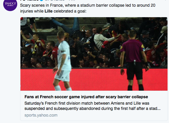 Τρόμος και τραυματίες  σε γήπεδο της Γαλλίας από κατάρρευση φράκτη