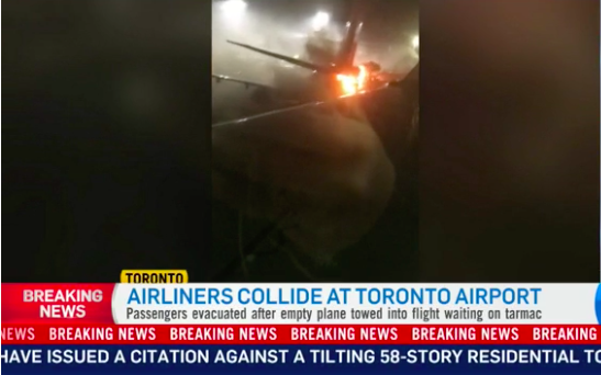 Σύγκρουση αεροσκαφών στο αεροδρόμιο του Τορόντο χωρίς τραυματισμούς-ΒΙΝΤΕΟ
