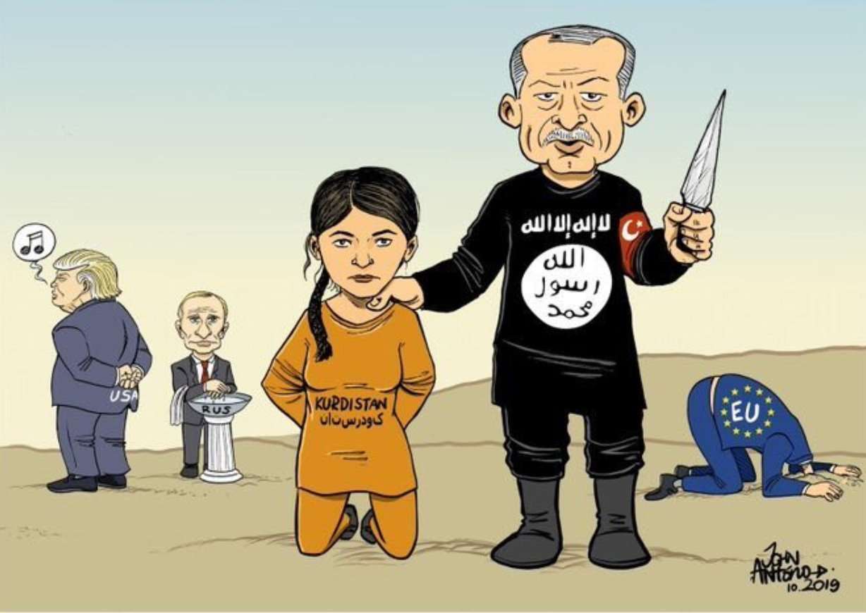 Η τουρκική θηριωδία και η διεθνής αναλγησία για όσα γίνονται στη Συρία σ΄ ένα σκίτσο!