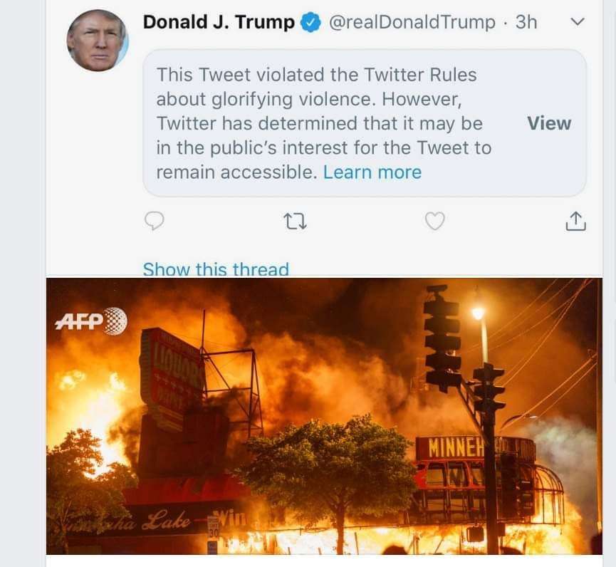Το Twitter αποδοκίμασε tweet του Ντόναλντ Τραμπ ως «εκθείαση της βίας» 