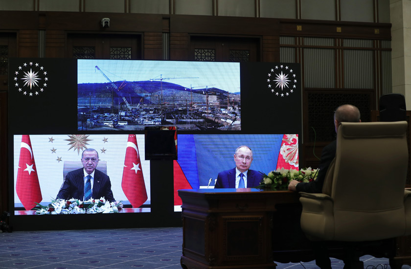 Πούτιν-Ερντογάν εγκαινίασαν τον τρίτο αντιδραστήρα στο Ακούγιου