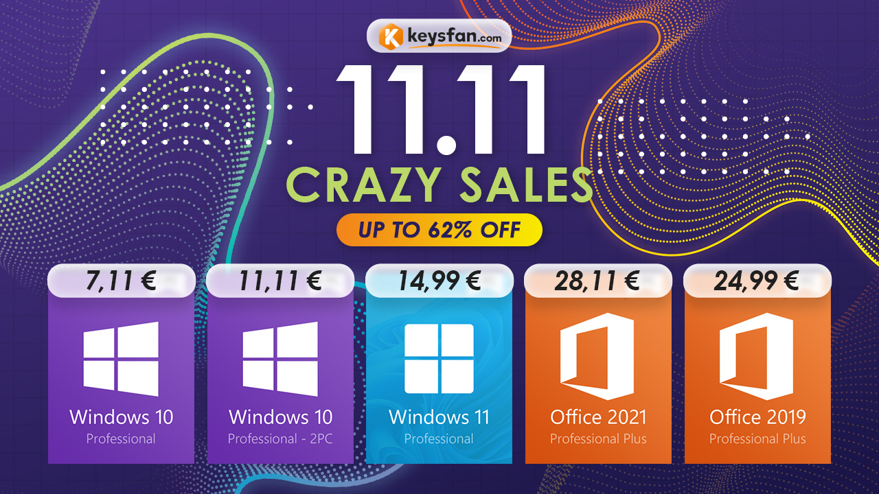 11.11 Crazy Sales στο Keysfan: Tα πιο φθηνά Windows 10 keys από 7,11€!