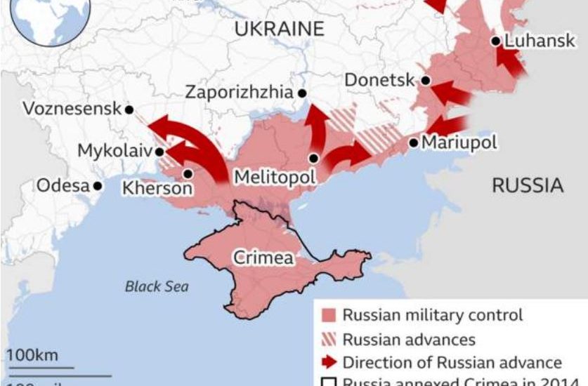 Ουκρανία: Χάρτες με την προέλαση των ρωσικών δυνάμεων