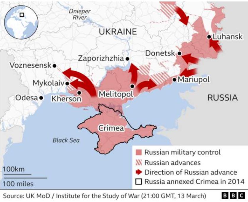 Ουκρανία: Χάρτες με την προέλαση των ρωσικών δυνάμεων