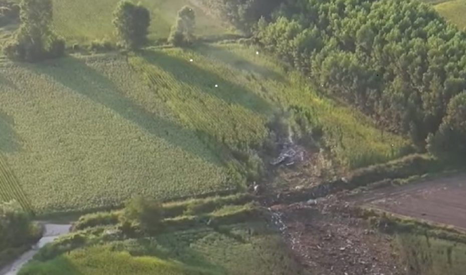 Πτώση Antonov-12 στην Καβάλα: Βίντεο drone από την περιοχή της συντριβής