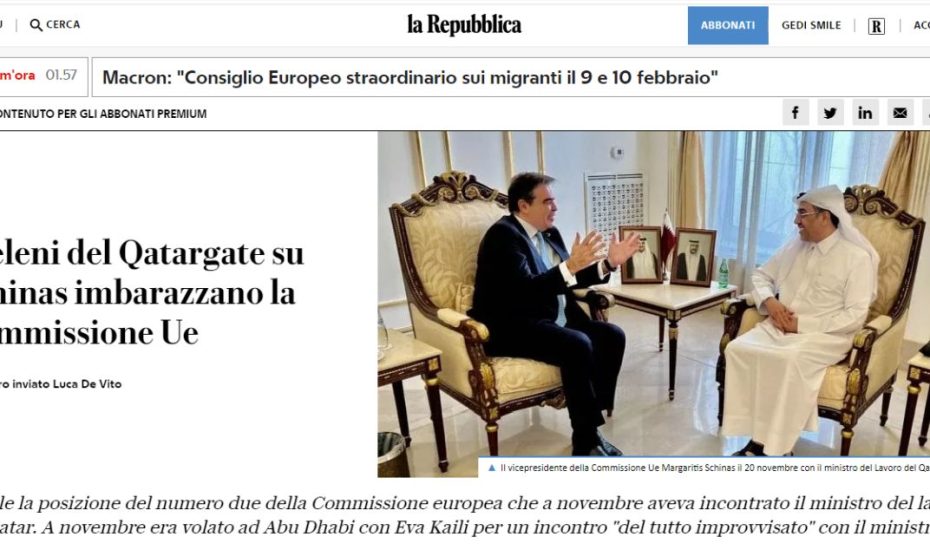 La Repubblica: Τα «δηλητήρια» του Qatargate στον Σχοινά φέρνουν σε δύσκολη θέση την Κομισιόν