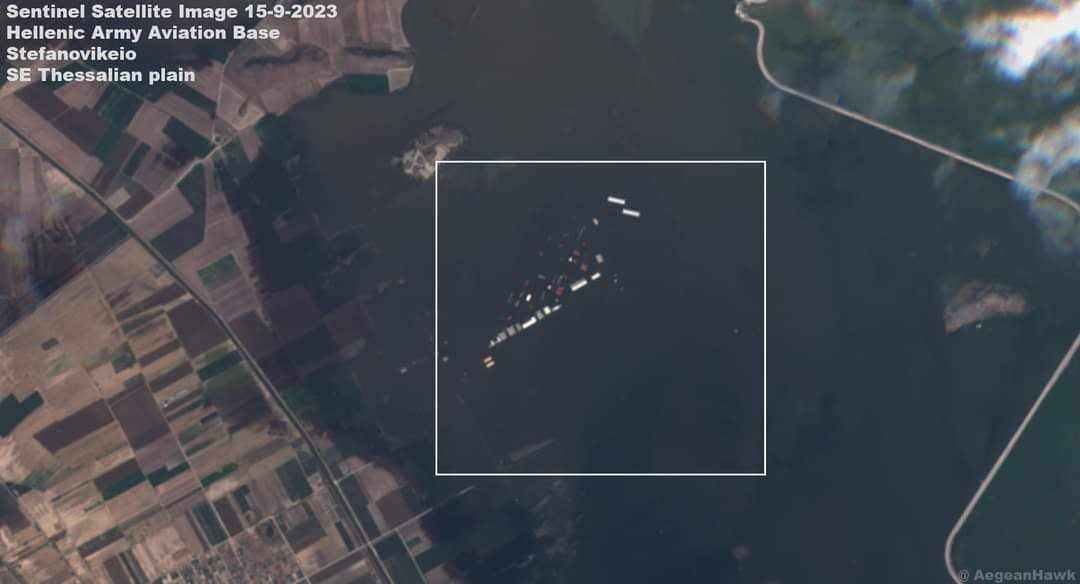 Δορυφορική εικόνα από το Στεφανοβίκειο και την «βυθισμένη» βάση της 1ης ΤΑΞΑΣ